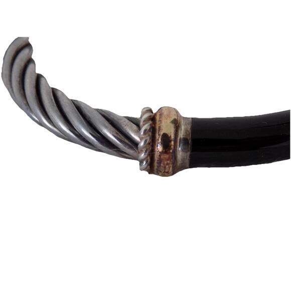 Italian 925 sterling silver 18K twisted bangle bracelet - Picture 2 of 10